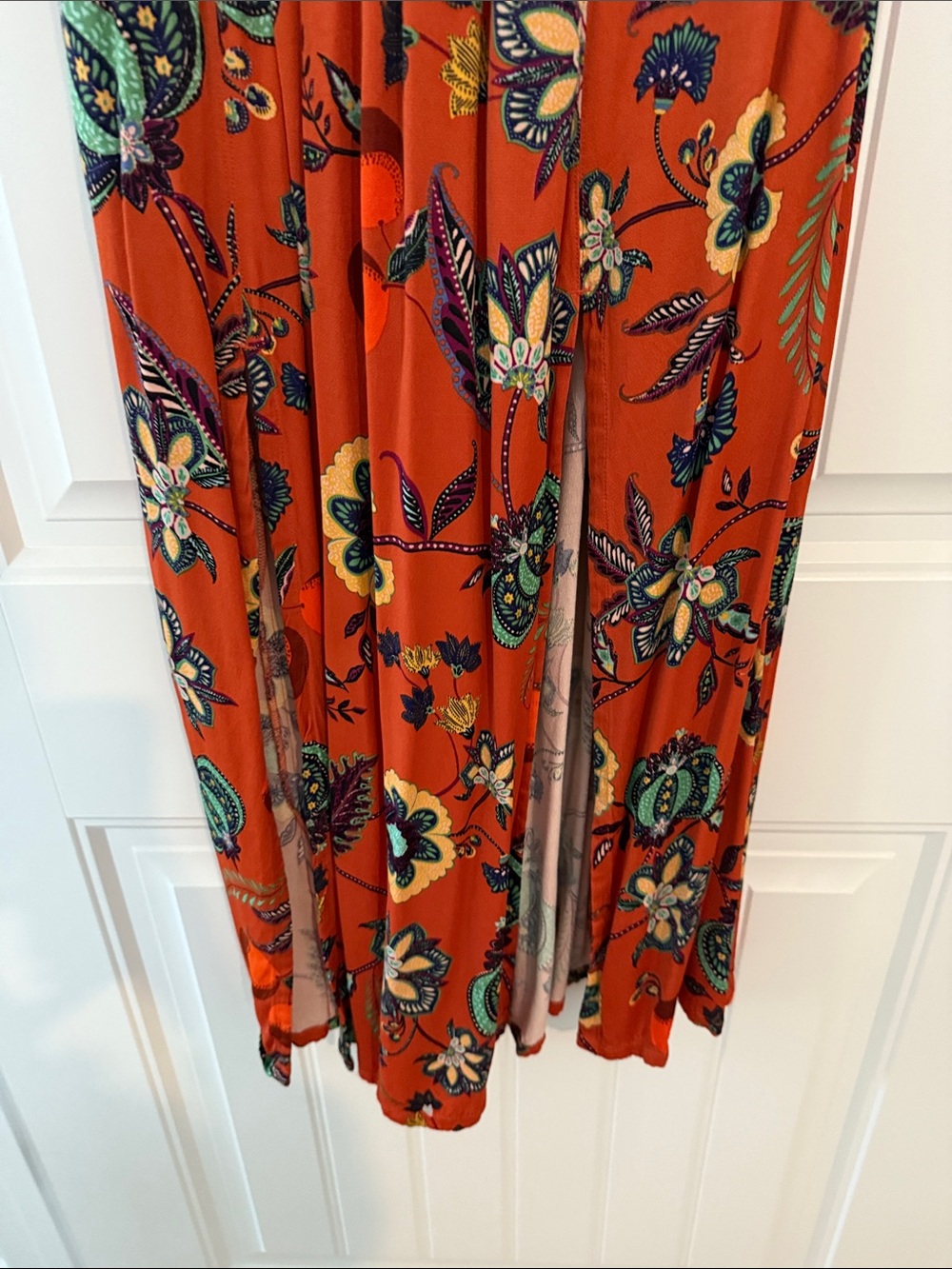 Orange Floral Strapless Maxi Dress - Picture 2 of 4